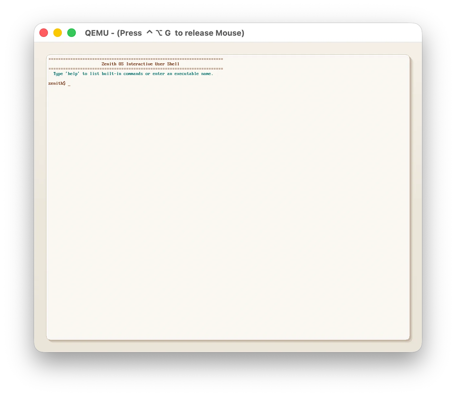 Zenith OS Interactive User Shell