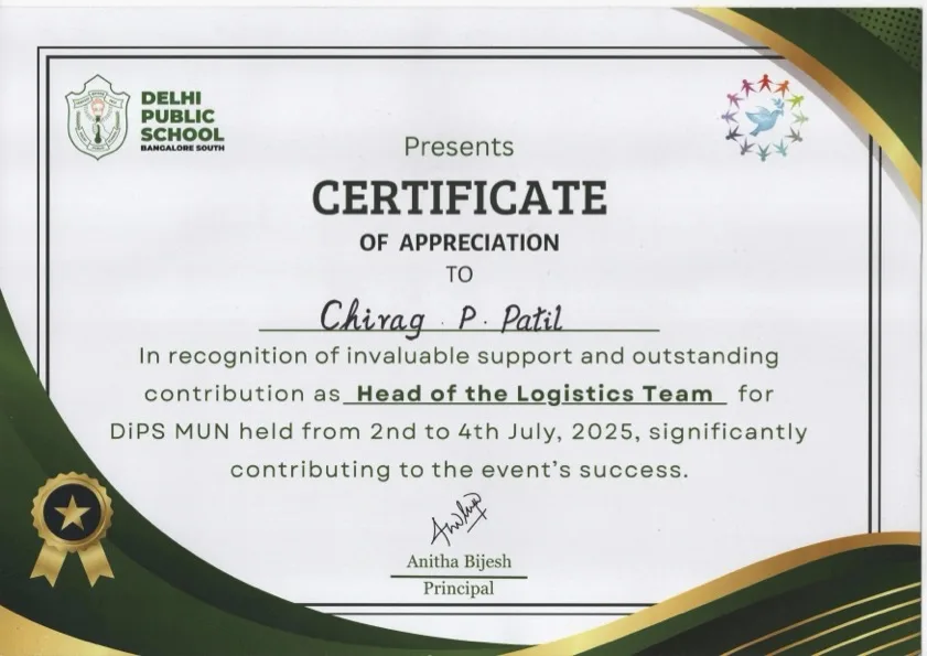 DiPSMUN Logistics Certificate