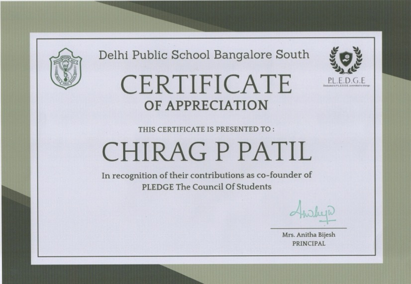 PLEDGE Council Certificate